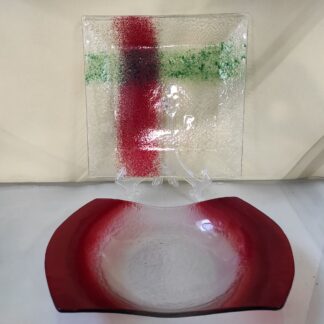 Πιατέλα τετράγωνη καρό και κουπ έλλειψη