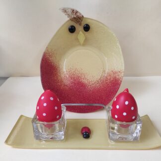 Πιατέλα κοτοπουλάκι - γυάλινη βάση ρεσώ