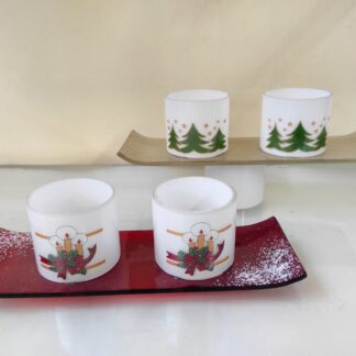 Χριστουγεννιάτικα δοχεία για ρεσώ/κεριά σε ορθογώνιες πιατέλες